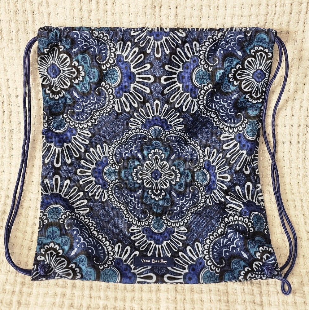 Vera Bradley Lightweight Nylon Drawstring Bag Bright Blue